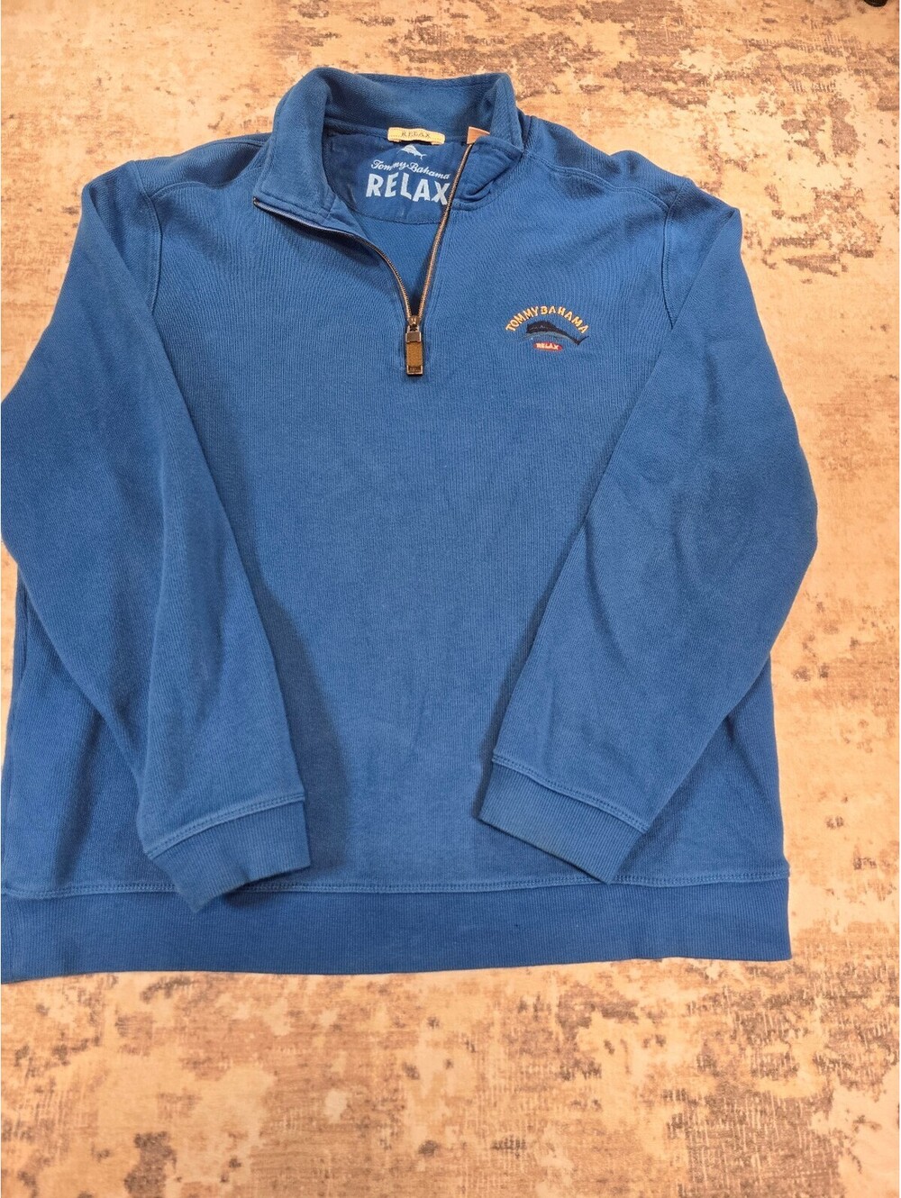 Tommy Bahama Relax Blue Half-Zip Pullover Sweatshirt Large